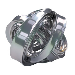 Abstract metallic knot sculpture, futuristic 3D render