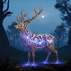 Steampunk Deer Illustration &ndash; Futuristic Wildlife Stock Photo