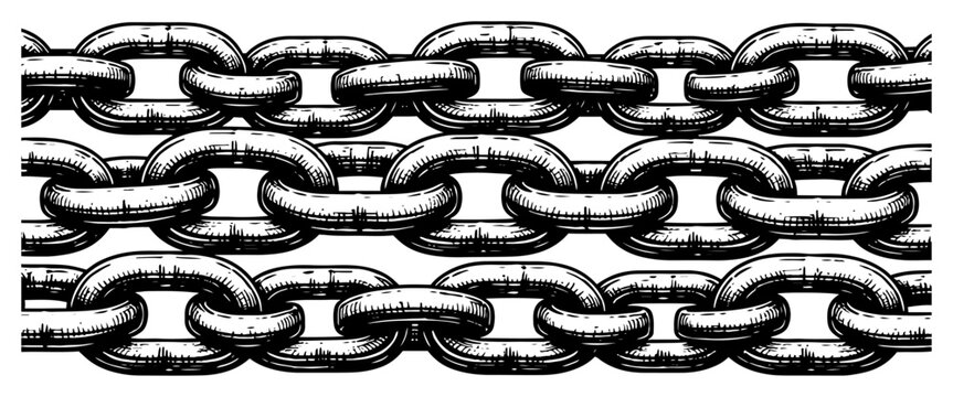 Hand drawn vintage engraving sketch of heavy metal horizontal chains