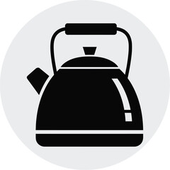 Obraz premium Simple black kettle icon on light gray background