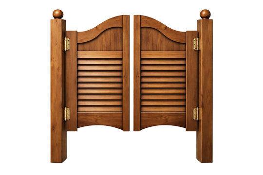 Wooden Saloon Swing Doors Isolated on White Background