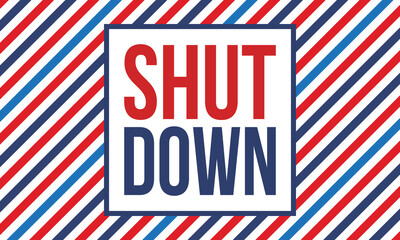 Obraz premium Government Shutdown Concept with United States American Flag and Bold Typography. Vector poster