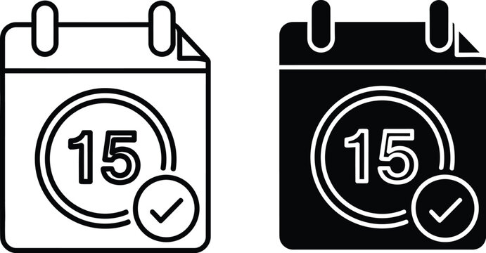 Calendar icons with checkmark on 15th day