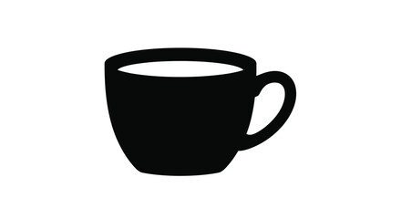 Obraz premium Simple black silhouette of a coffee or tea cup with a handle