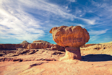 Mushroom sandstone in Timna Park in Arava desert near Eilat, Israel.