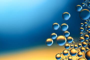 abstract yellow color background with blue bubbles