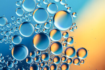 abstract background with  yellow bubbles on blue