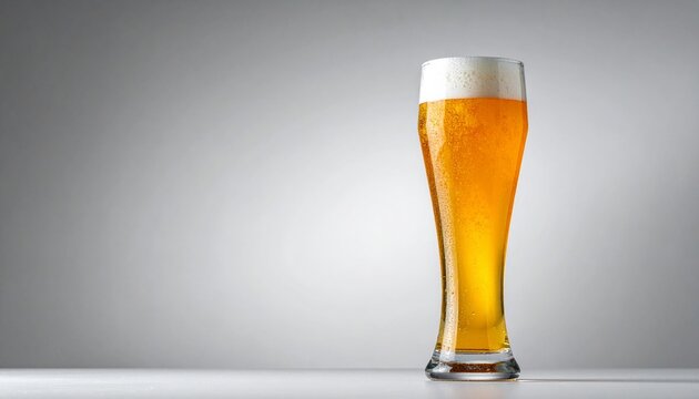 A glass of beer on a table.