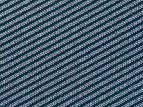 Aerial view of a pattern of parallel diagonal lines, with alternating dark and light stripes creating a textured effect, Wittelsheim, Grand Est, France.