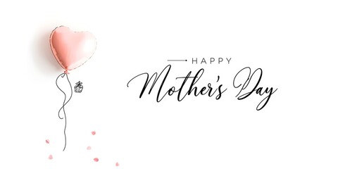 Happy mothers day text with heart shape balloon