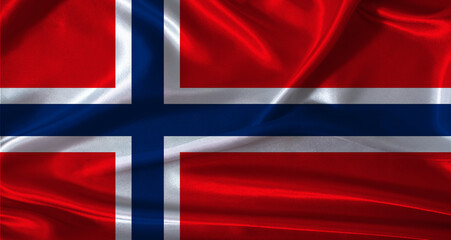 Fototapeta premium National flag of Norway with cloth texture. Norway flag with realistic texture background