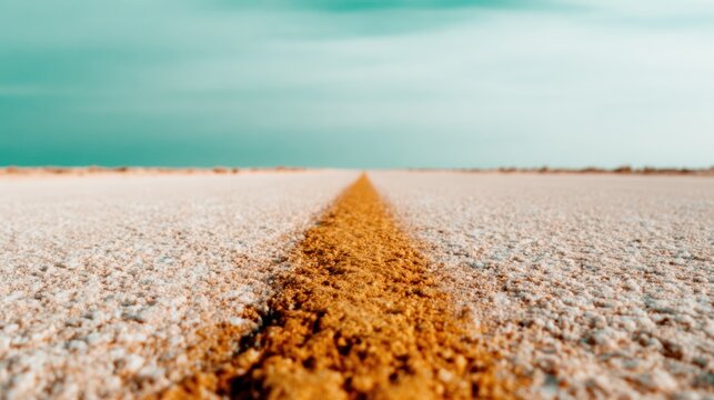 A deserted road stretches into the distant horizon, symbolizing a journey of introspection, freedom, and endless possibilities waiting to be explored.