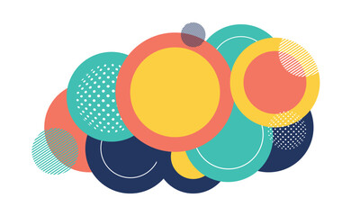 Obraz premium Abstract Colorful Geometric Circles Background - Modern Memphis Style Vibrant Round Pattern Design