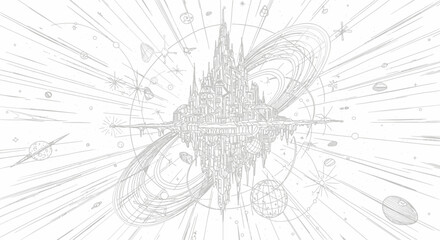  a-floating-city-in-abstract-space-line-art