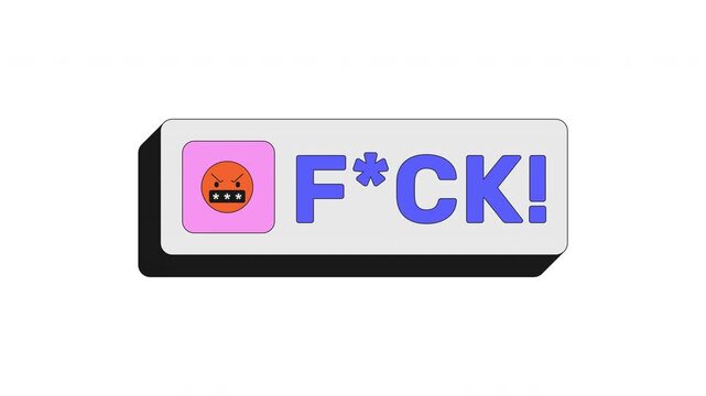 FCK modern clickable button animation. Censored swear. Expletive communication. Frustration rage. Online outburst. Animated UI element. Web interface call-to-action. Colorful micro interaction