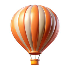 Fototapeta premium Vibrant orange hot air balloon with striped pattern floating in mid-air, symbolizing adventure and freedom, isolated on transparent background