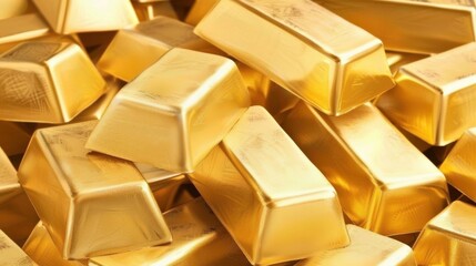 Stack of shiny gold bars, a symbol of wealth, investment, and luxury finance