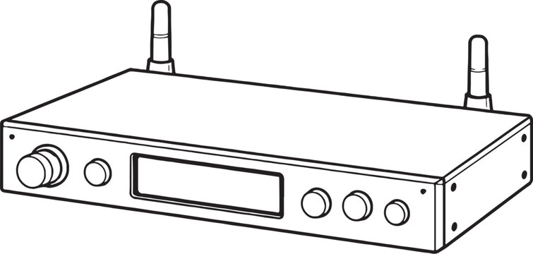 IEM Transmitter Black and White 3D Lite Line Art