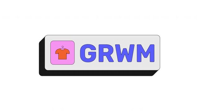 GRWM modern clickable button animation. Get ready with me. Fashion content creator. Beauty routine. Daily glam. Animated UI element. Web interface call-to-action. Colorful micro interaction