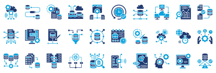 Data Engineriing Icon Collection Set. Glyph Color Style Icon Vector Illustration.