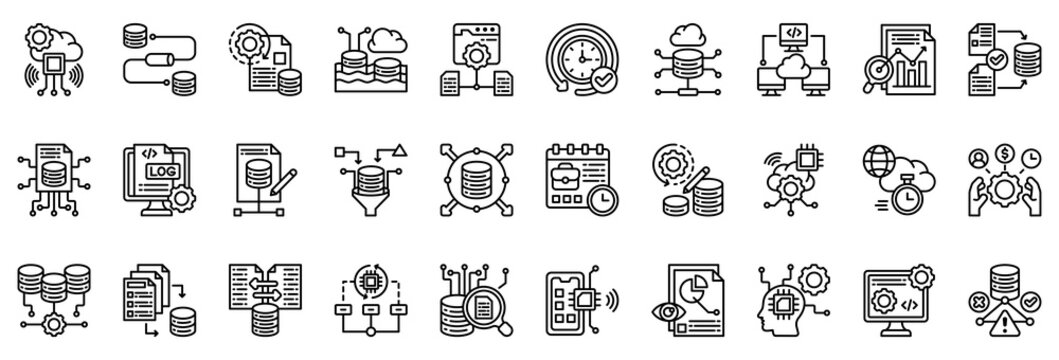 Data Engineriing Icon Collection Set. Clean Outline Style Icon Vector Illustration.