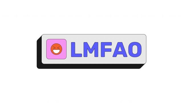 LMFAO modern clickable button animation. Uncontrollable laughter. Funny internet humor. Joke response. LOL comic relief. Animated UI element. Web interface call-to-action. Colorful micro interaction