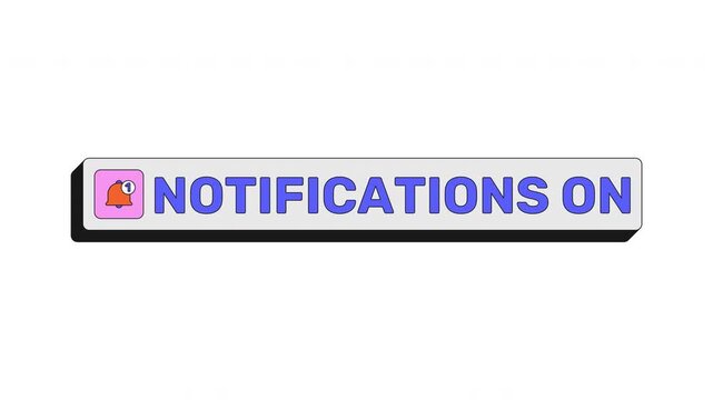 Notifications on modern clickable button animation. Active alert update. New content reminder. Instant notify. Animated UI element. Web interface call-to-action. Colorful micro interaction