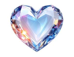 Fototapeta premium Crystal glass heart, transparent, isolated on white background