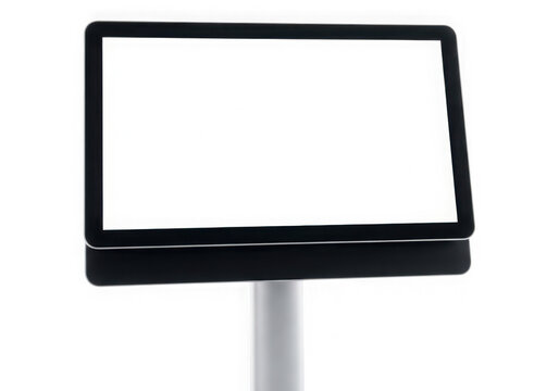 Digital signage or menu board mockup with blank screen isolated on transparent background