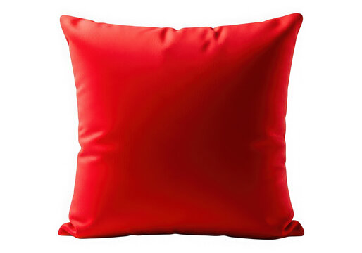 Vibrant red square throw pillow, luxurious home decor item isolated on transparent background