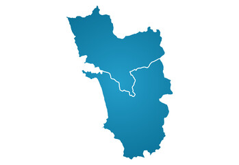 Fototapeta premium Goa Map, India map on isolated white background. High quality coloured map of Goa.