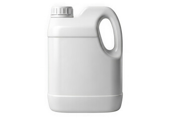 White plastic jerry can with handle and cap isolated on transparent background