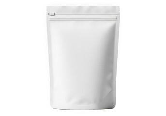 White resealable pouch with zip lock packaging isolated on transparent background