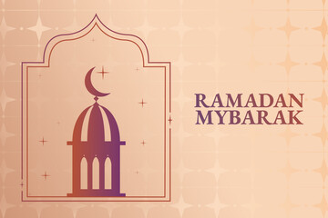 Obraz premium Celebration of Ramadan with crescent moon and mosque design in a festive background