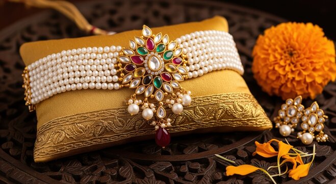 Luxurious Indian Pearl Kundan Choker and Earrings Set