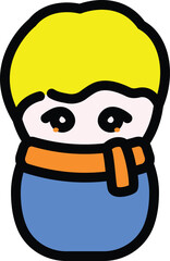 Boy wearing a warm winter orange scarf