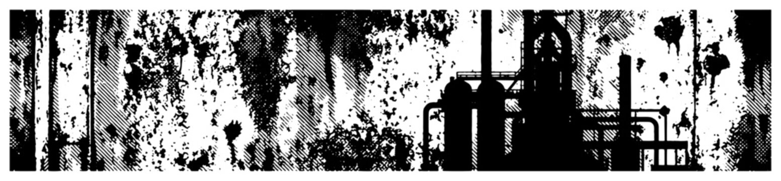 Silhouette of industrial factory with pipes and distressed grunge texture