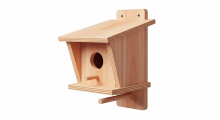 Wooden Birdhouse on White Background.