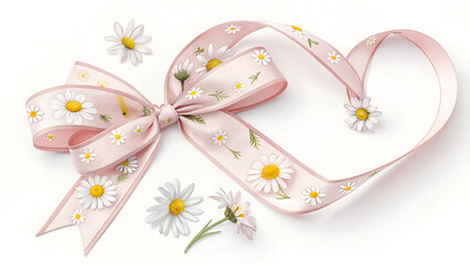 Sweet bow forming a heart shape with tiny daisies.