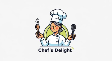 Chefs Delight - A Culinary Cartoon Logo for Food Businesses.