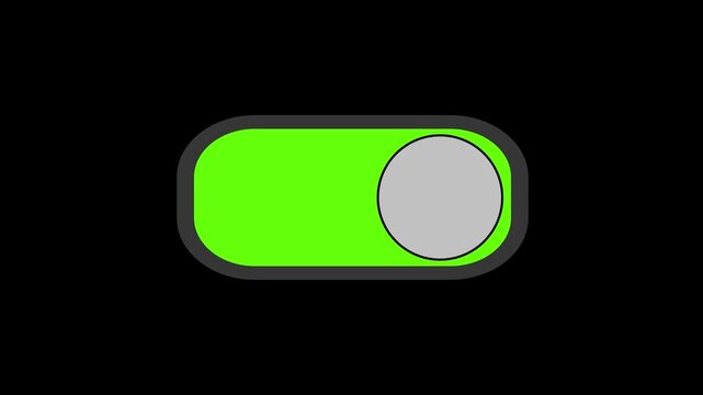 Simple toggle switch animation sliding between green active and white inactive states on black.