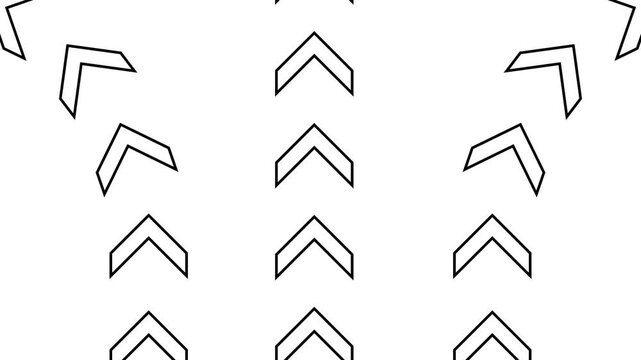 Abstract animation of black chevron arrows moving upwards in columns on a white background.
