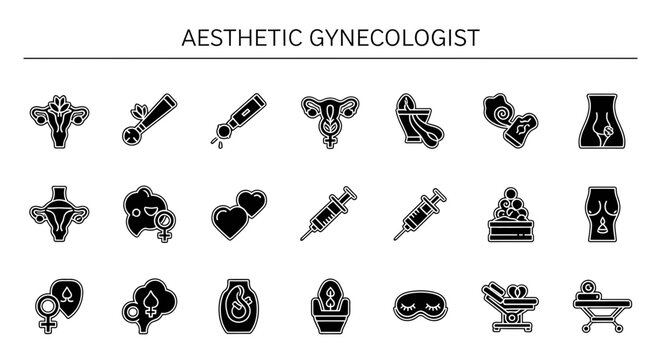 Aestheticgynecologist Icon Set for Medical Websites