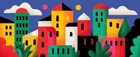 Obraz premium playful wavy skyline with charming accents ideal for event invite