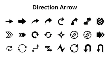 Directional Arrows Icon Set Vector Illustration for Navigation and Guidance