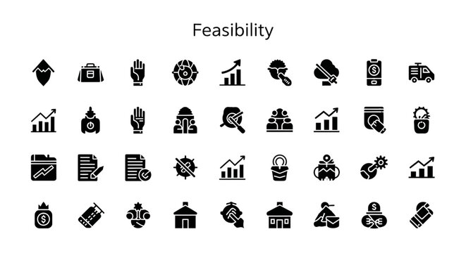 Feasibility Study Icons Business Strategy and Project Planning Stock Image