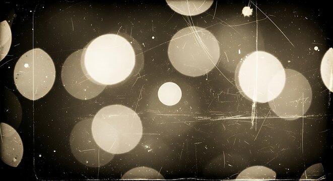 Vintage bokeh lights effect with scratches and dust