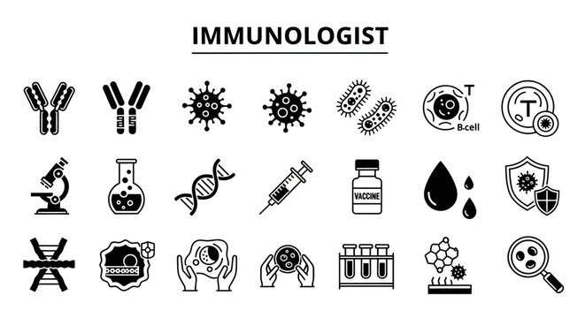 Immunologist Scientific Icons and Medical Research Concepts