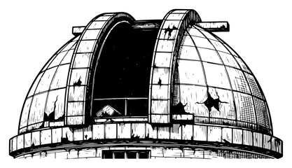 Detailed sketch of an astronomical observatory building dome © Cristiano