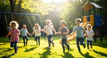 Obraz premium Childrens Joyful Playtime - A Sunny Day of Fun.